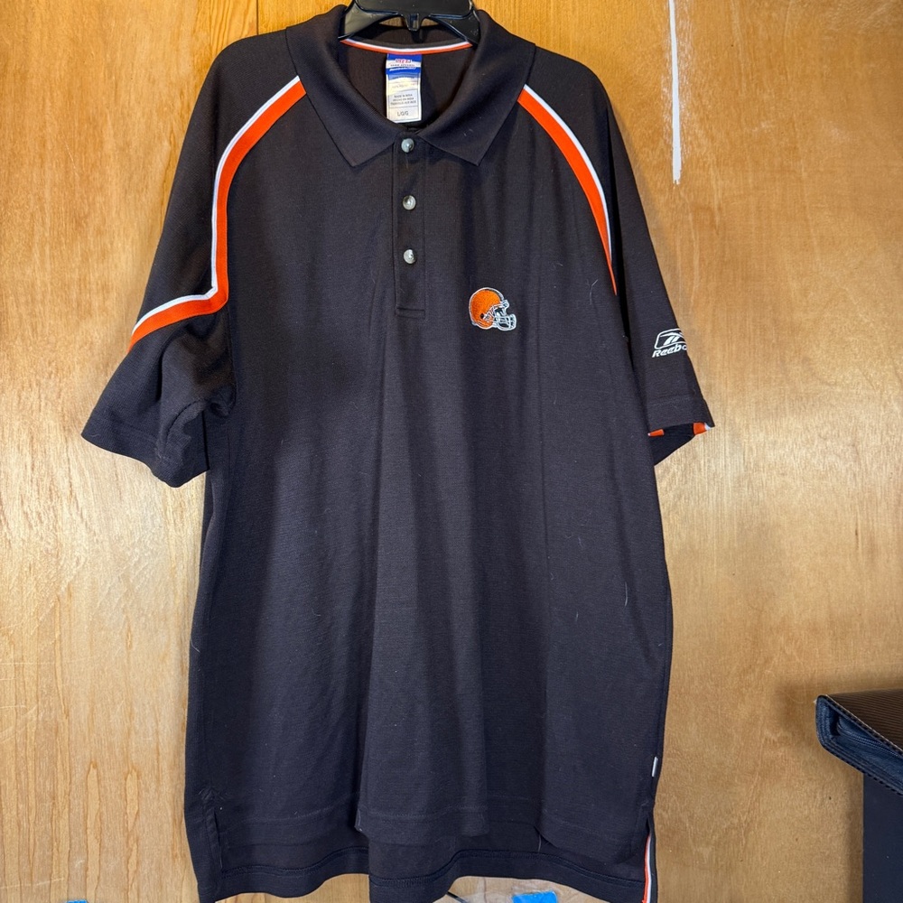 Vintage Reebok NFL Cleveland Browns Polo Shirt Brown and Orange Y2K 90s Size L